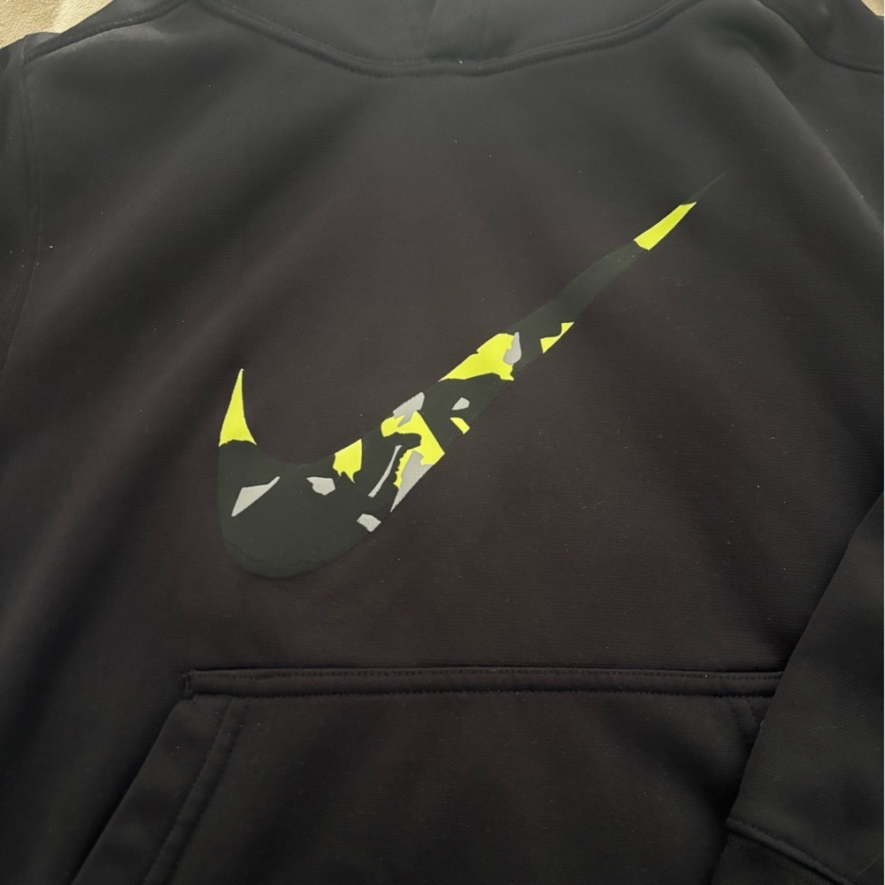 Nike Black and Gray Kids Hoodie with Yellow Accents - Picture 2 of 5